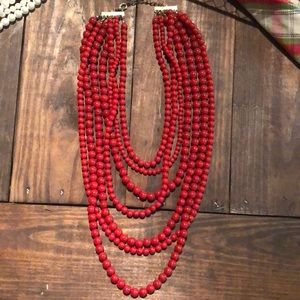 Beautiful red bead multi-strand necklace